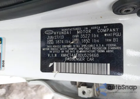 2013 Hyundai Accent Gls из США, поврежденный, VIN KMHCT4AE8DU529468